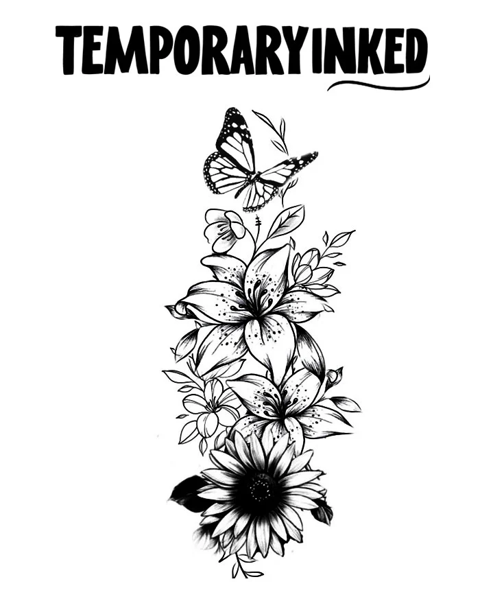 Sunflower Butterfly XL Tattoo