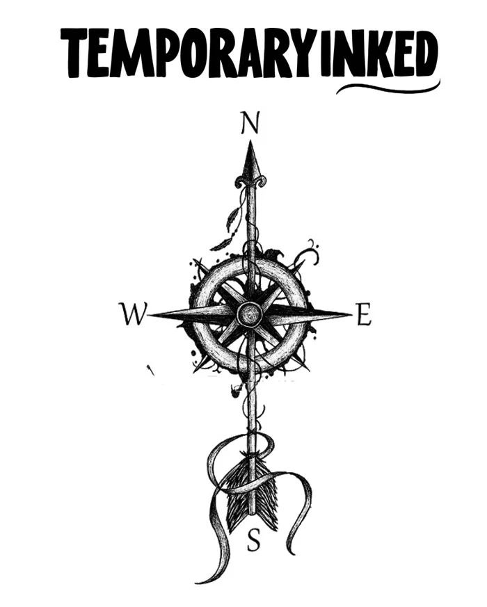 Compass Arrow Large Tattoo