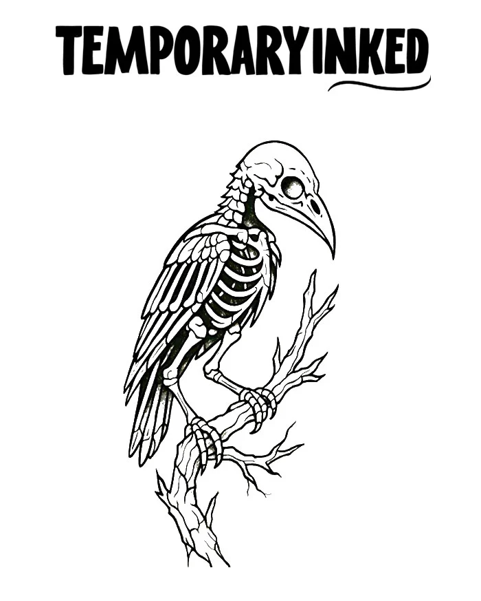 Skeletal Bird Tattoo