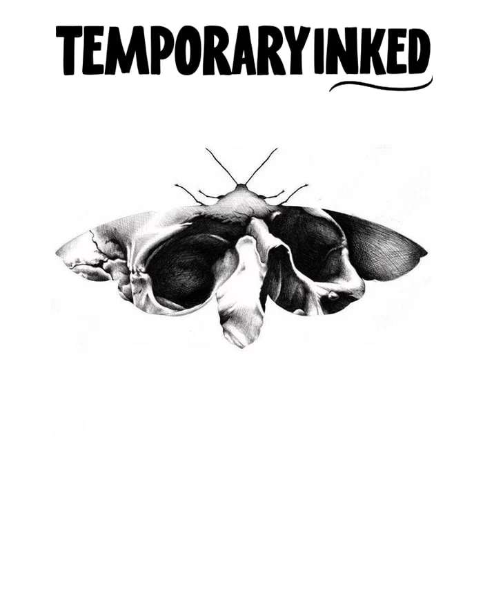 Skeletal Eyes Moth Tattoo